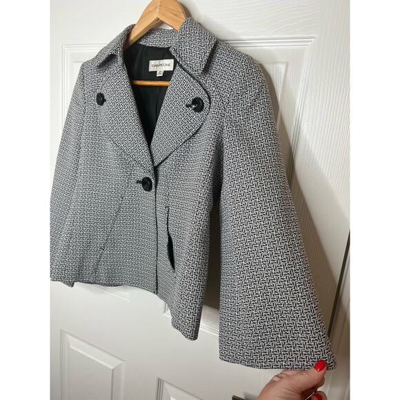 Evan-Picone Women's Black and White Blazer Jacket with Shoulder Pads Size 2P - Picture 5 of 8